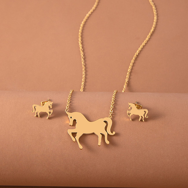 Classic Style Horse Stainless Steel Plating Jewelry Set 1 Set