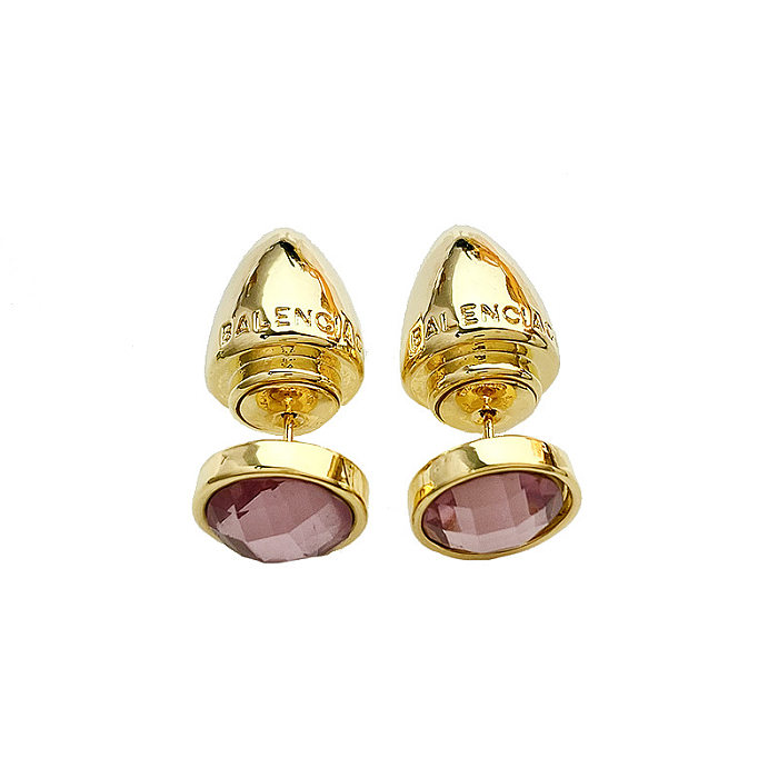1 Pair Simple Style Round Inlay Copper Zircon Ear Studs