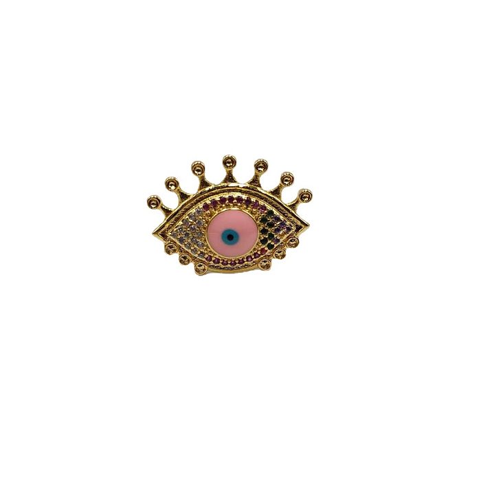 Retro Devil'S Eye Copper Plating Inlay Zircon Rings