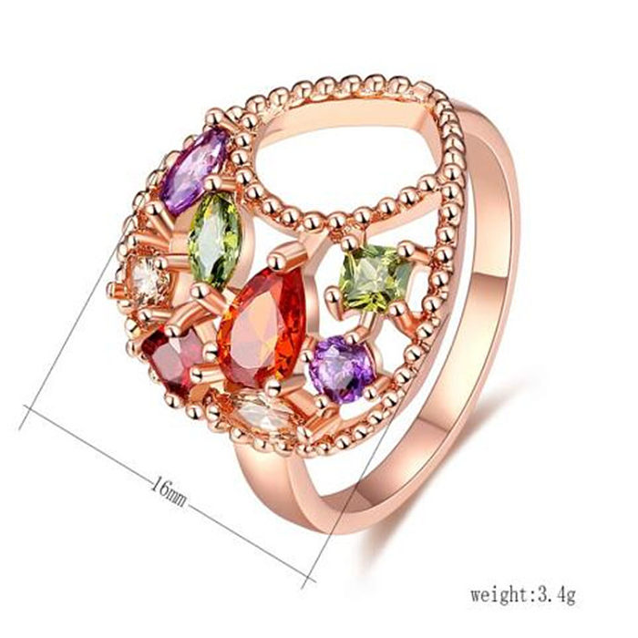 Casual Simple Style Water Droplets Copper Inlay Zircon Rings