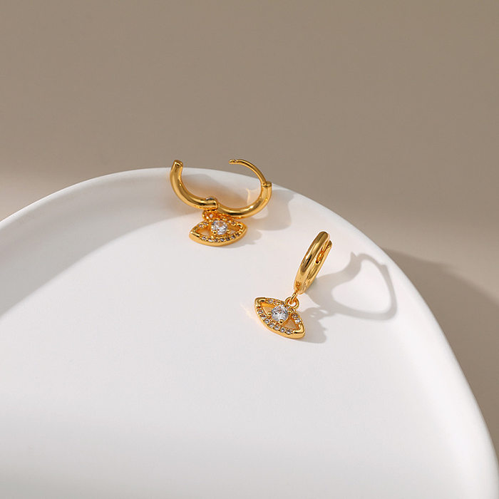 New 18K Gold Plated Copper Earrings Micro-inlaid Zircon Earrings Devil's Eyes Design Earrings Wholesale