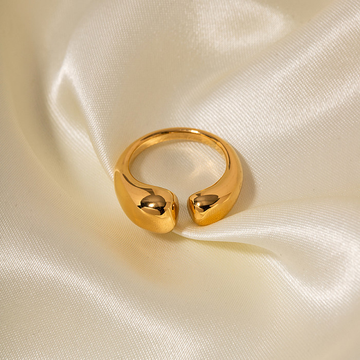 INS Style Simple Style Solid Color Stainless Steel Asymmetrical Plating 18K Gold Plated Open Ring
