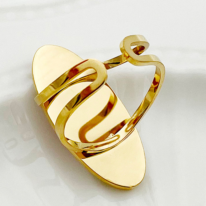 Anéis abertos banhados a ouro de aço inoxidável com flor artística doce e elegante