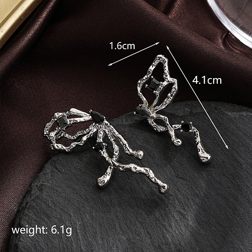 1 Pair Sweet Simple Style Butterfly Plating Hollow Out Inlay Copper Zircon Silver Plated Ear Studs
