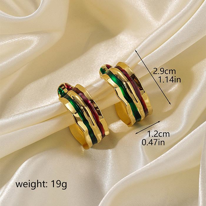 1 Pair Retro Letter Painted Stoving Varnish Plating Copper 18K Gold Plated Ear Studs