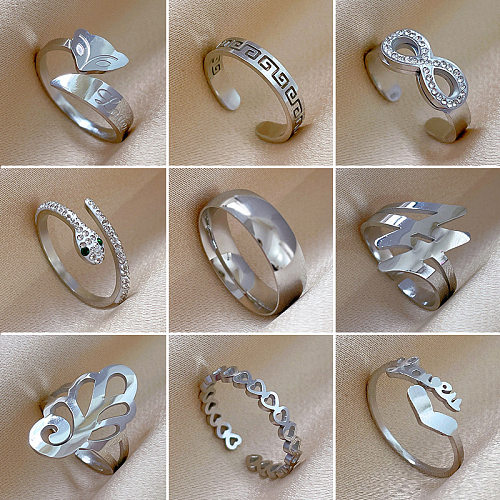Anéis de polimento de aço de titânio com letras de estilo simples de 1 peça