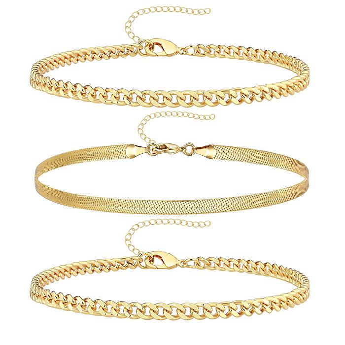 Simple Style Geometric Copper 14K Gold Plated Zircon Bracelets In Bulk