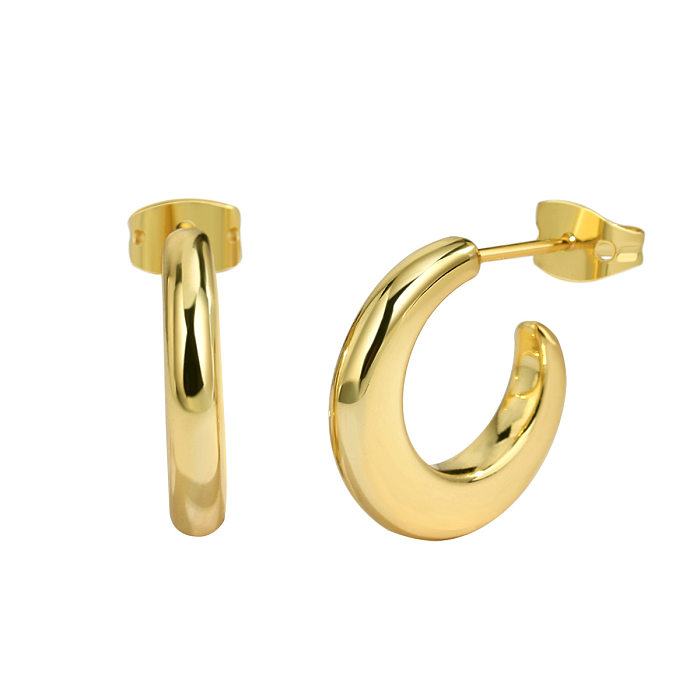 1 Pair Simple Style C Shape Plating Copper Earrings