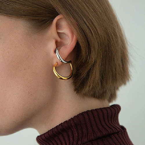1 paire de clous d'oreilles en cuivre plaqué irrégulier, Streetwear
