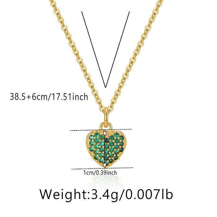 Elegante Herzform-Halskette mit Kupferüberzug und Inlay-Zirkon-Anhänger
