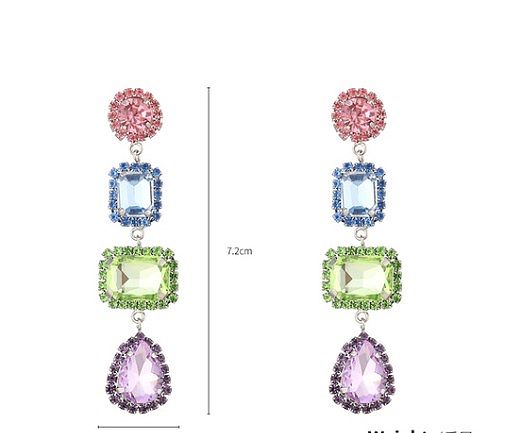 1 Pair Original Design Geometric Inlay Copper Zircon Drop Earrings