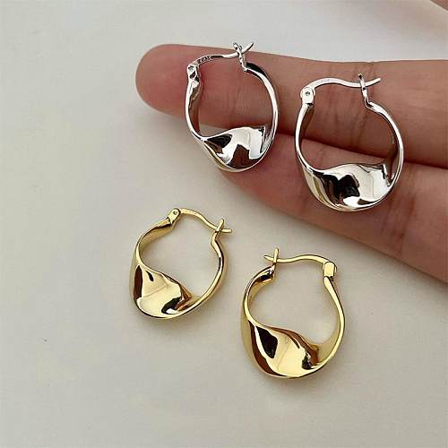 Simple Style Solid Color Copper Hoop Earrings 1 Pair