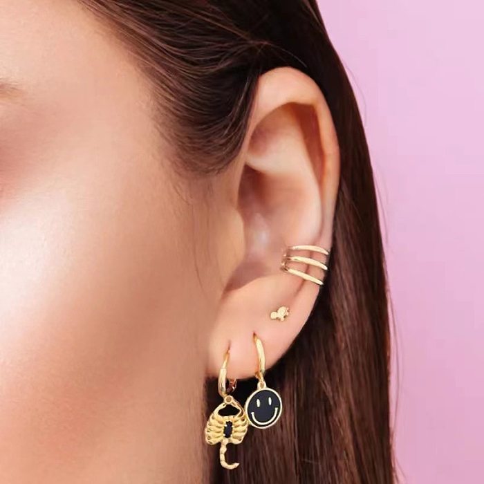 1 Pair Simple Style Animal Plating Inlay Copper Zircon Drop Earrings