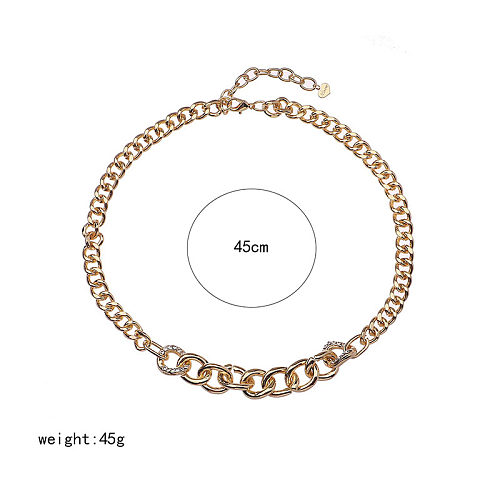 Hip-Hop Rock Geometric Copper Plating Zircon 18K Gold Plated Necklace