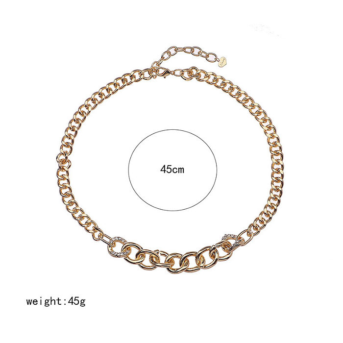 Hip-Hop-Rock-Halskette mit geometrischer Verkupferung und Zirkon-18-Karat-Vergoldung