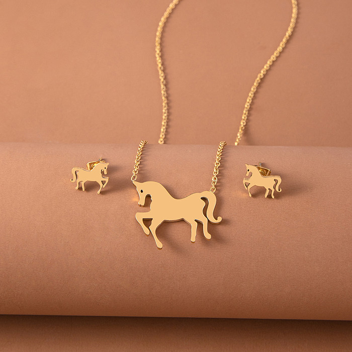 Classic Style Horse Stainless Steel Plating Jewelry Set 1 Set