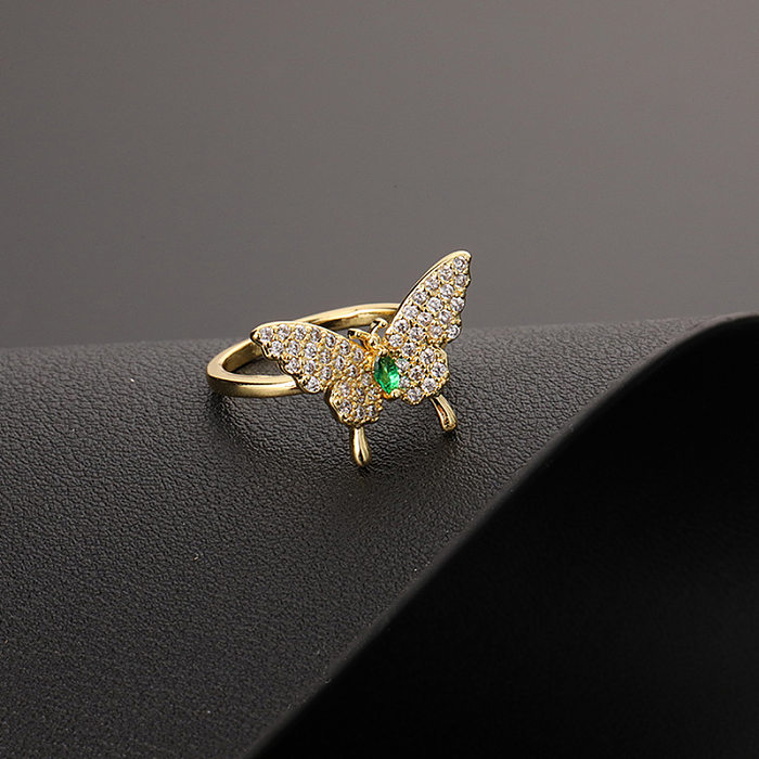 Cross-Border Open-End Personality Ring Zircon Butterfly Ring Retro Diamonds Snake-Shaped Open Index Finger Ring Women's Jewelry