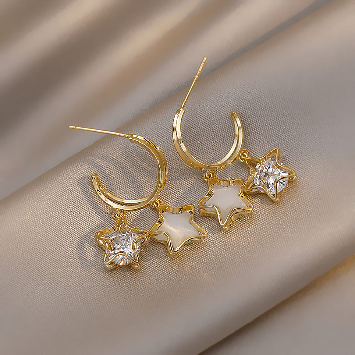 Fashion Star – boucles d'oreilles pendantes avec incrustation de cuivre, pierres précieuses artificielles, 1 paire