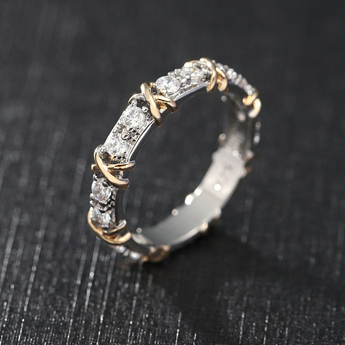 1 Piece Simple Style Circle Copper Plating Inlay Zircon Rings