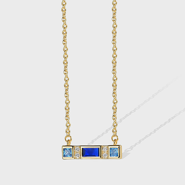 Casual Square Copper Plating Inlay Zircon 18K Gold Plated Pendant Necklace