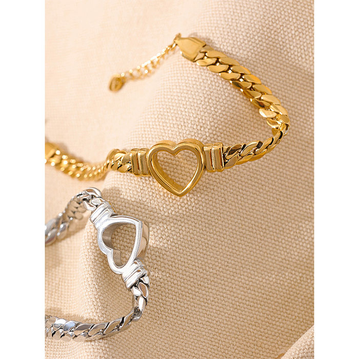 Fashion Heart Shape Stainless Steel Titanium Steel Plating Women'S Bracelets Necklace 1 Piece