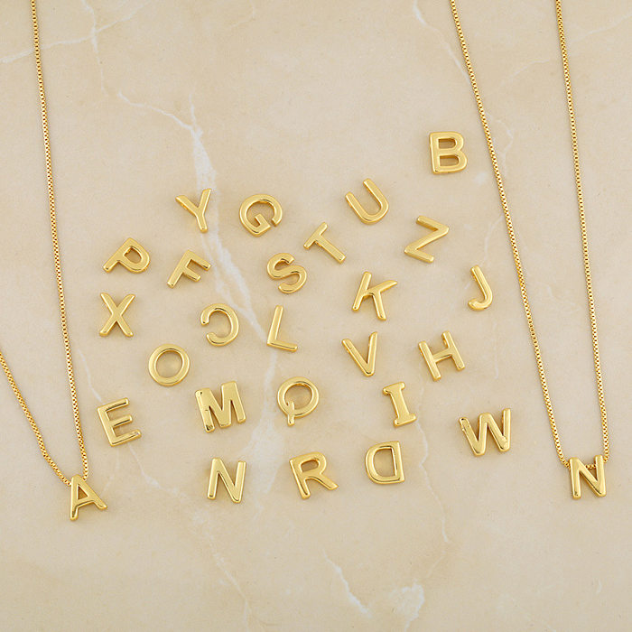 Glossy 26 English Letter Pendant Necklace