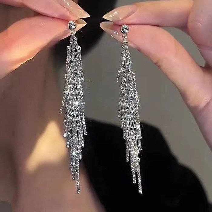 1 Pair Simple Style Geometric Solid Color Plating Copper Drop Earrings