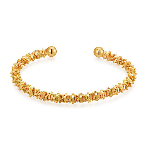Retro Solid Color Copper Irregular Bangle