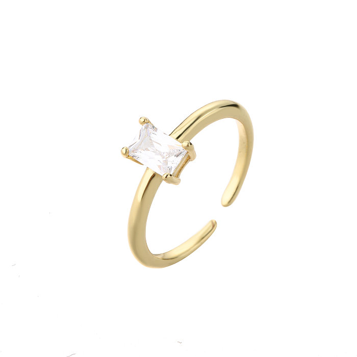 Fashion Micro-inlaid Zircon Ring Green Diamond Opening Adjustable Copper Ring