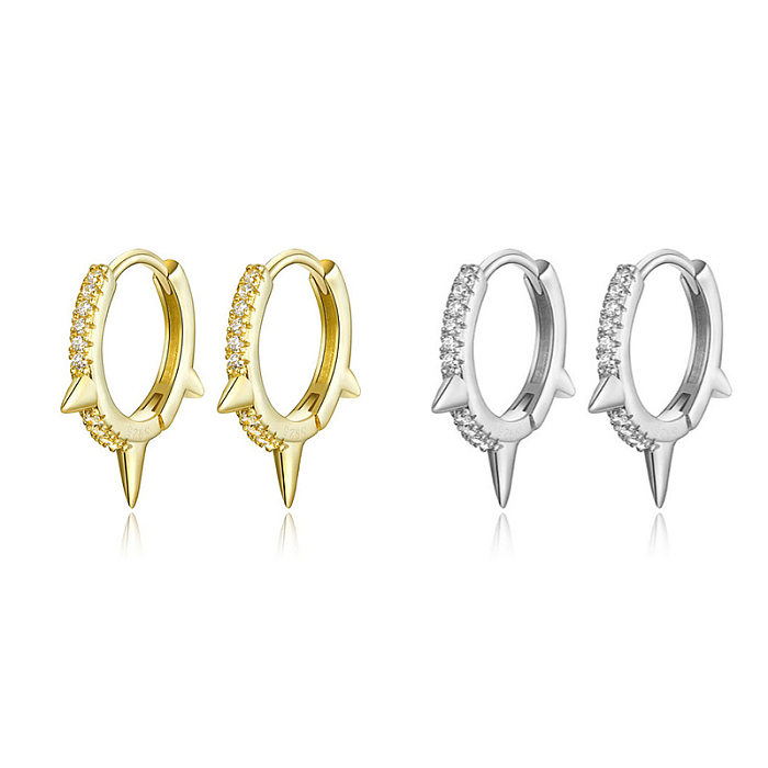 1 Pair Simple Style Commute Solid Color Inlay Copper Zircon Hoop Earrings