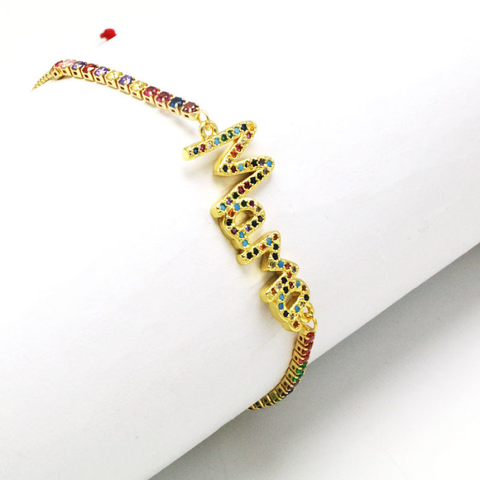 Streetwear Letter Copper Plating Inlay Zircon Bracelets
