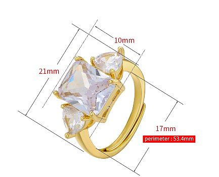 Elegant Glam Geometric Copper Plating Inlay Zircon 18K Gold Plated Rings