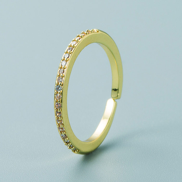 Simple Popular Color Micro-inlaid Zircon Copper Ring Wholesale jewelry