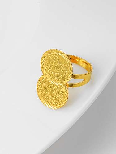 Estilo simples streetwear moeda aço inoxidável chapeamento de cobre 18k banhado a ouro anéis abertos banhados a prata