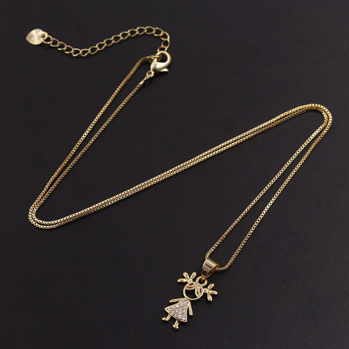 IG Style Simple Style Commute Cartoon Character Copper Plating Inlay Zircon Gold Plated Necklace