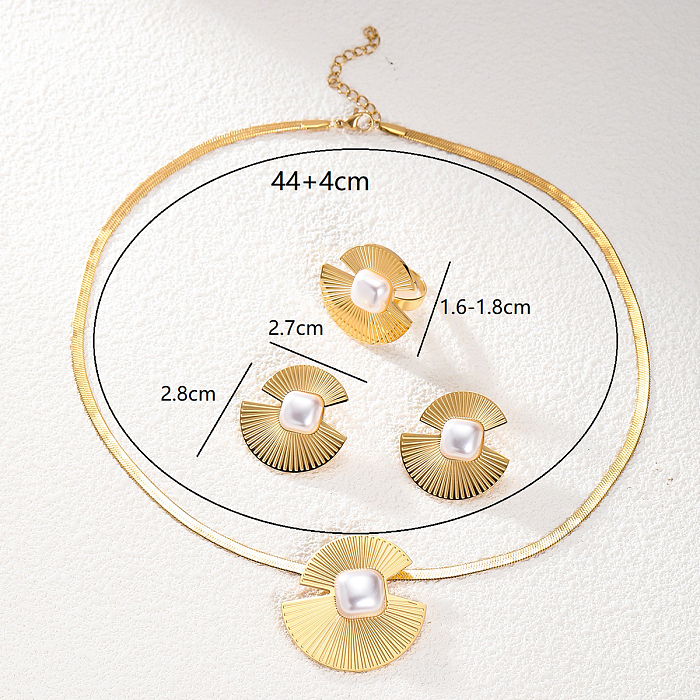 Exaggerated Sector Leaves Stainless Steel Plastic Irregular Plating 18K Gold Plated Jewelry Set