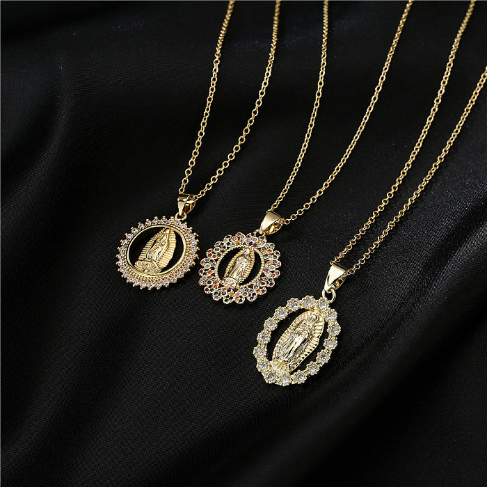 Classic Design Copper Micro-inlaid Zircon Religious Jewelry New Virgin Mary Necklace