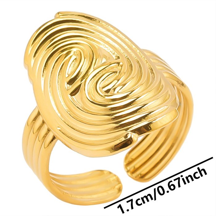 Wholesale Vintage Style Fingerprint Solid Color Stainless Steel Plating Open Rings