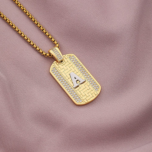Fashion Letter Stainless Steel Copper Plating Inlay Zircon Pendant Necklace 1 Piece