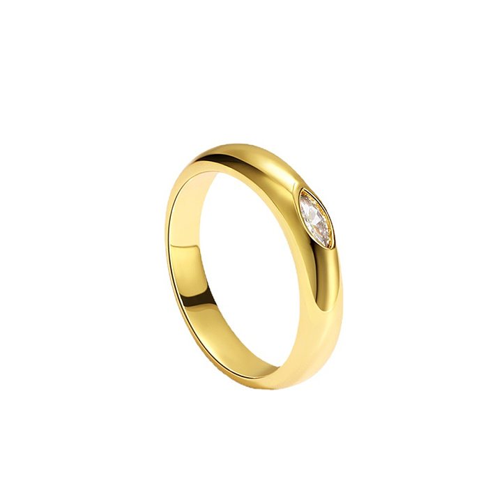 Commute Solid Color Copper Plating Inlay Artificial Gemstones Gold Plated Rings