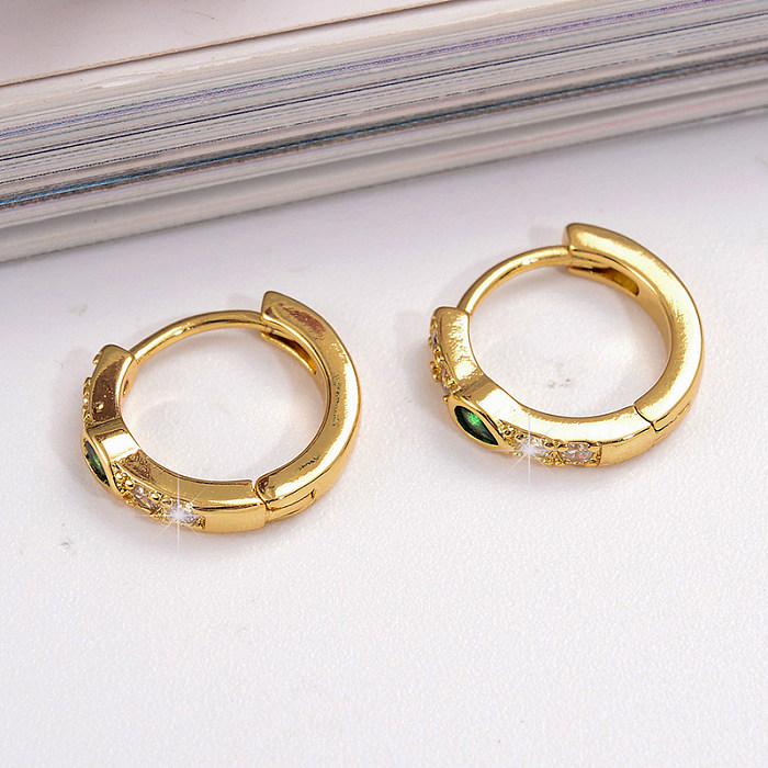 1 Pair Simple Style Water Droplets Plating Inlay Copper Zircon 18K Gold Plated Earrings