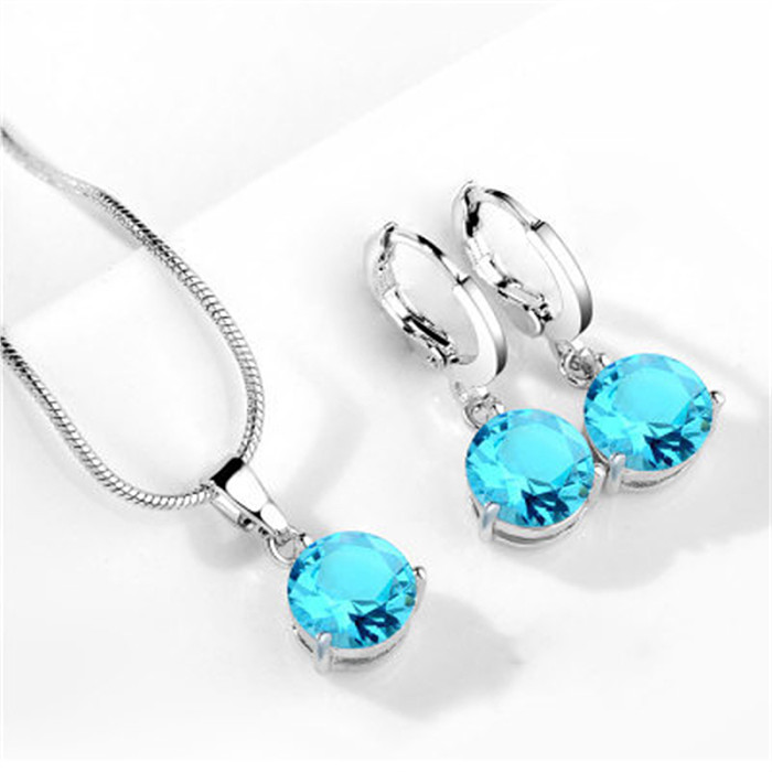 Lady Simple Style Classic Style Round Copper Plating Inlay Zircon Earrings Necklace