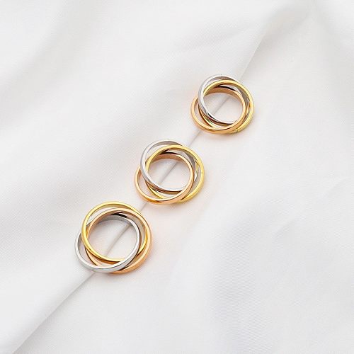 Simple Style Color Block Titanium Steel Plating Gold Plated Rings