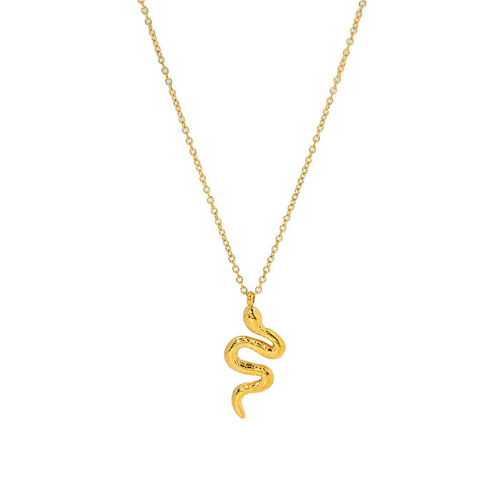 Collar de aretes chapados en acero inoxidable con forma de serpiente de estilo clásico