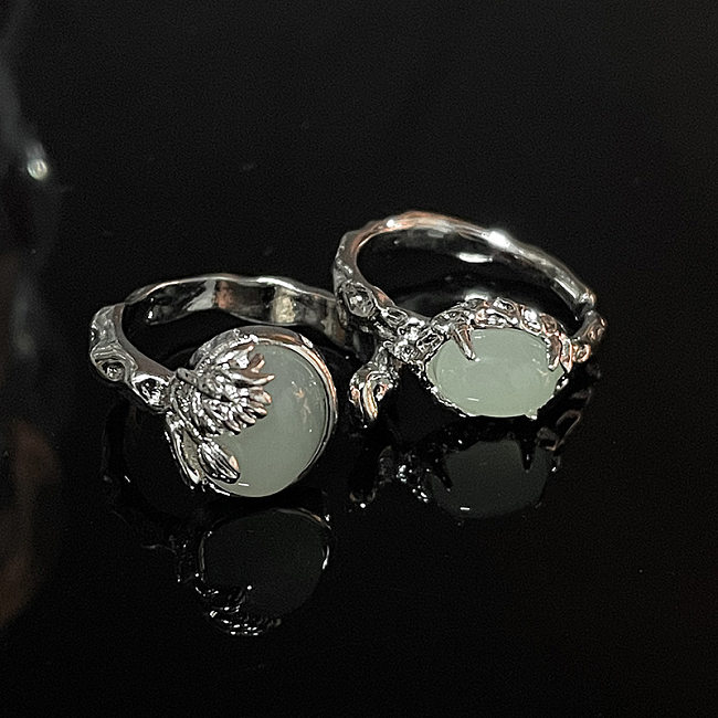 Chinoiserie Flower Copper Artificial Gemstones Open Ring In Bulk
