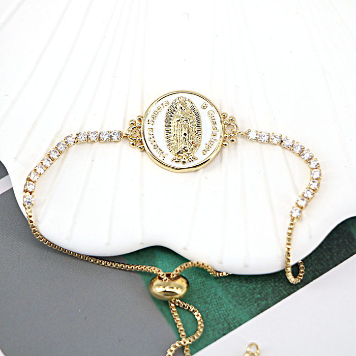 Europäische und amerikanische Jungfrau Maria Kupfer Mikro-eingelegtes Zirkon verstellbares Armband Damen