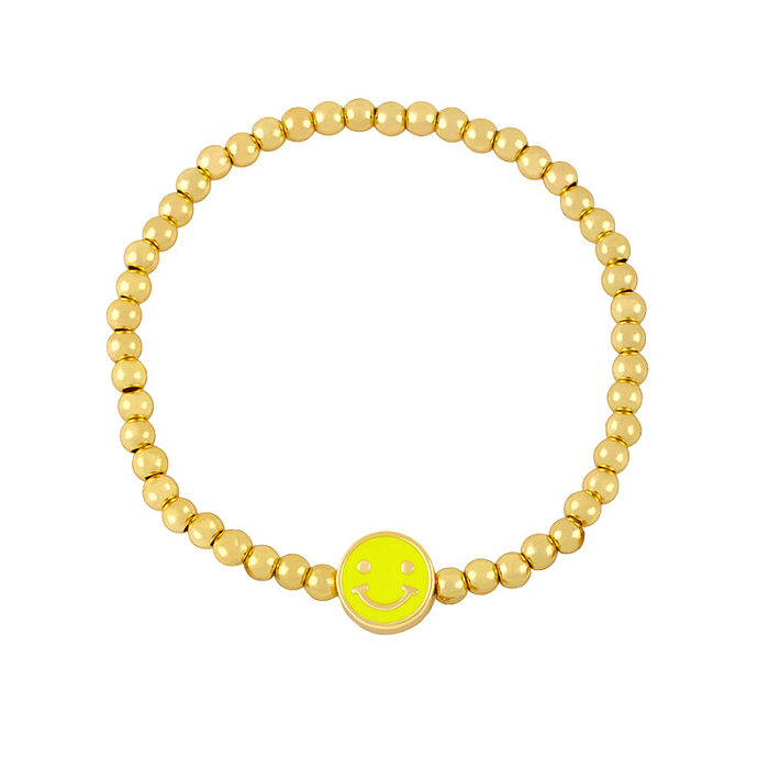 Joias estilo coreano smiley face pulseira banhada a ouro com contas joias por atacado