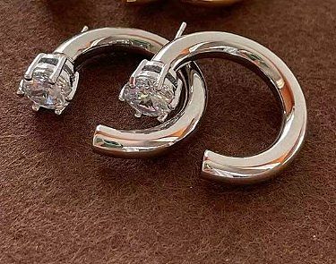 1 Pair Modern Style C Shape Plating Inlay Copper Artificial Diamond Ear Studs