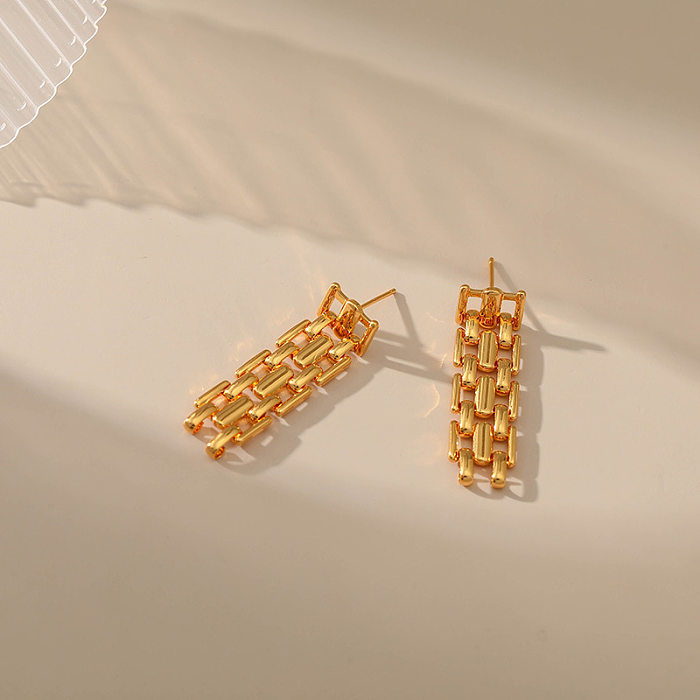 1 Pair Commute Geometric Plating Copper 18K Gold Plated Drop Earrings
