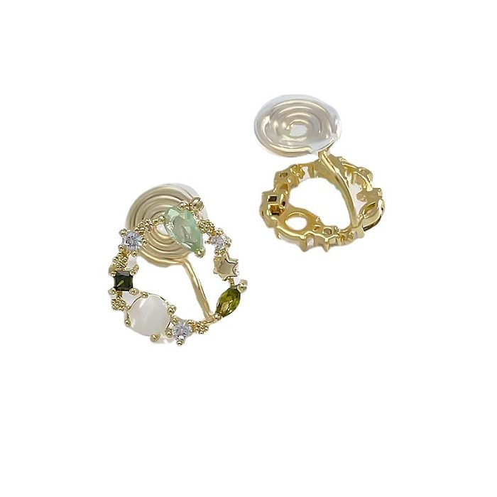 1 Pair Simple Style Geometric Flower Plating Inlay Copper Zircon Earrings
